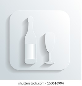 bottle and glass of champagne vector
