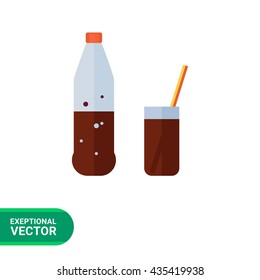Bottle and glass with cola