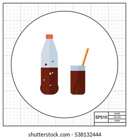Bottle and glass with cola