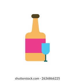bottle and glass combination, perfect for bar menus, beverage ads, or celebrations. Popular for New Year's Eve, bar events, or product launches.