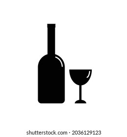 frasco y vidrio, vector icono de bebida aislado en fondo blanco.