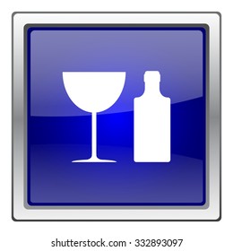 Bottle and glass icon. Internet button on white background. EPS10 vector.