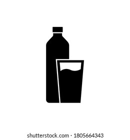 Bottle and glass icon, logo isolated on white background