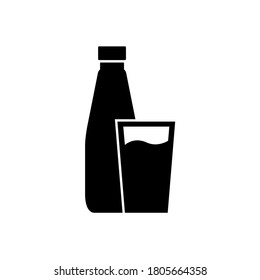 Bottle and glass icon, logo isolated on white background