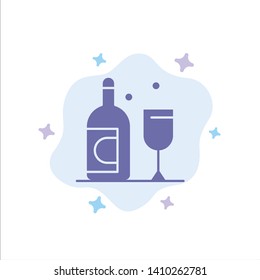 Bottle, Glass, Ireland Blue Icon on Abstract Cloud Background