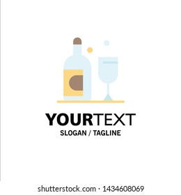 Bottle, Glass, Ireland Business Logo Template. Flat Color