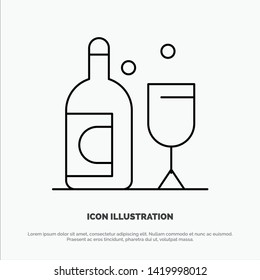 Bottle, Glass, Ireland Line Icon Vector