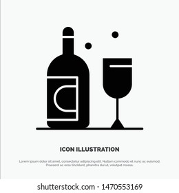 Bottle, Glass, Ireland solid Glyph Icon vector. Vector Icon Template background