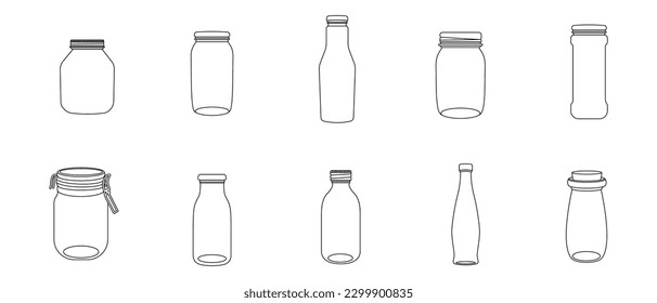 Bottle Glass Jar Outline Illustration