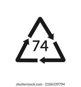Bottle glass light brown. Glass recycling code 74 GL. Vector illustration