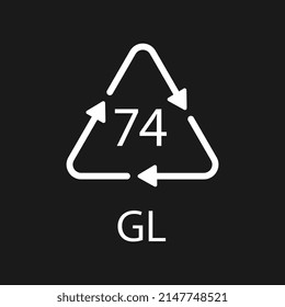 Bottle glass light brown. Glass recycling code 74 GL. Vector illustration