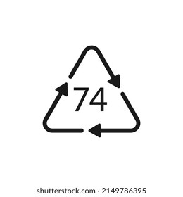 Bottle glass light brown. Glass recycling code 74 GL. Vector illustration