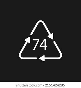 Bottle glass light brown. Glass recycling code 74 GL. Vector illustration