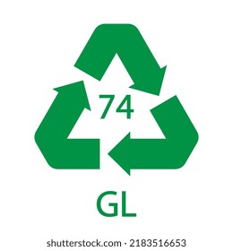 Bottle glass light brown. Glass recycling code 74 GL. Vector illustration
