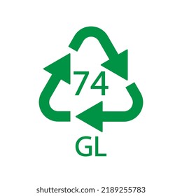Bottle glass light brown. Glass recycling code 74 GL. Vector illustration
