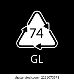 Bottle glass light brown. Glass recycling code 74 GL. Vector illustration