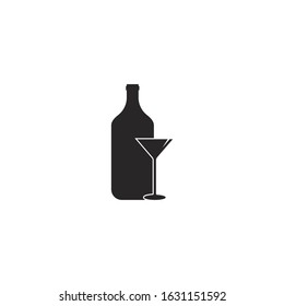 bottle and glass logo vector icon illustration design 