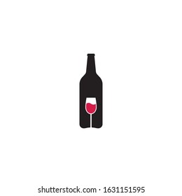 bottle and glass logo vector icon illustration design 