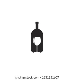 bottle and glass logo vector icon illustration design 