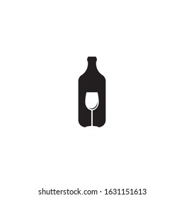 bottle and glass logo vector icon illustration design 