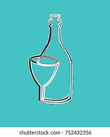 Bottle and a glass. Logotype