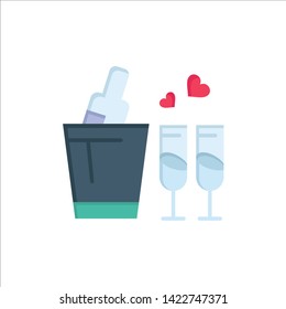Bottle, Glass, Love, Wedding  Flat Color Icon. Vector icon banner Template