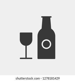 Bottle and Glass Modern Simple Vector Icon