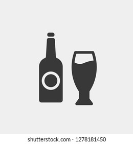 Bottle and Glass Modern Simple Vector Icon