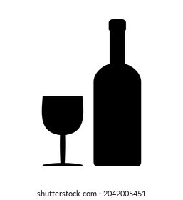 bottle and glass on a white background