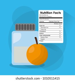 bottle glass orange nutrition facts sticker information