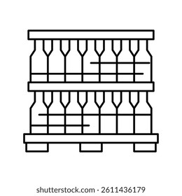 bottle glass packing and storage line icon vector. bottle glass packing and storage sign. isolated contour symbol black illustration