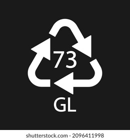 Bottle Glass recycling code 73 GL. Vector illustration