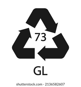 Bottle Glass recycling code 73 GL. Vector illustration