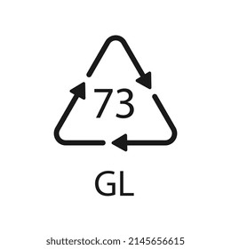 Bottle Glass recycling code 73 GL. Vector illustration