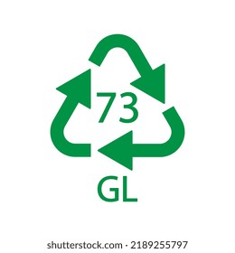 Bottle Glass recycling code 73 GL. Vector illustration