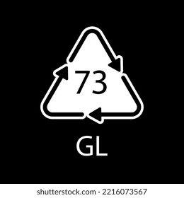 Bottle Glass recycling code 73 GL. Vector illustration