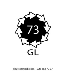 Bottle Glass recycling code 73 GL. Vector illustration