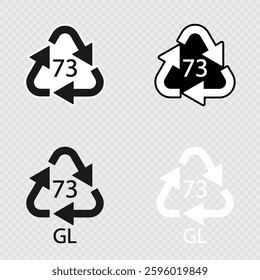 Bottle Glass recycling code 73 GL set.