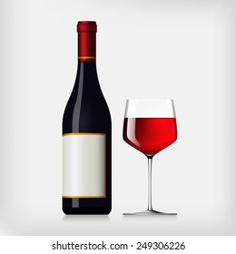 Bottle and Glass - Red Wine