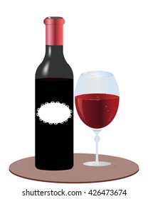 Bottle and glass of red wine