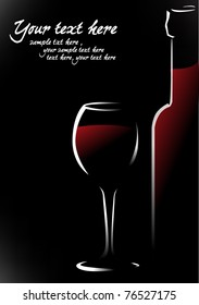 bottle and glass with red wine