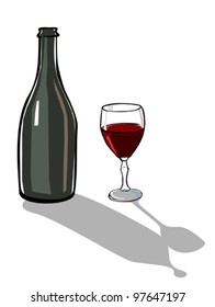 Bottle and glass of red wine