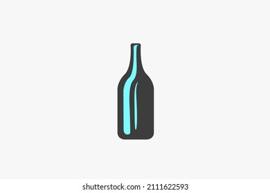 Bottle glass restaurant vector logo icon 