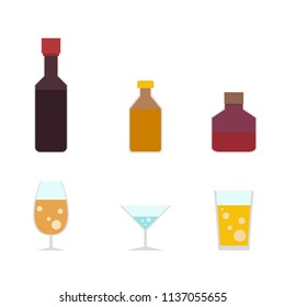Bottle and glass set vector. wallpaper background.