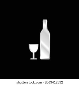 Bottle And Glass Shapes silver plated metallic icon