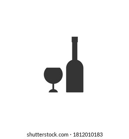 Bottle and glass silhouette vector, icon on a white background