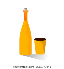 bottle and glass. simple illustration clip art vector