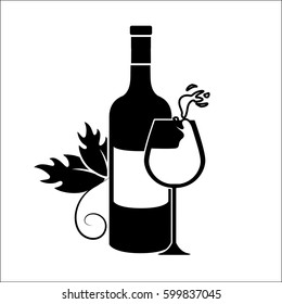 bottle and glass splashing wine icon