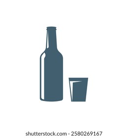 Bottle and glass symbolize alcohol icon