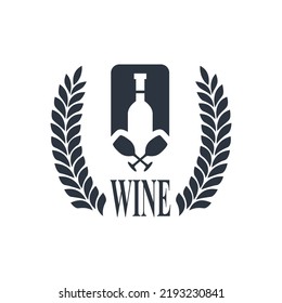 bottle and glass vector for alcoholic drinks, alcohol drink icon